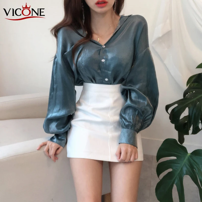 

VICONE Elegant Womens Tops and Blouses Fashion Ladies Office Blouse Vintage Puff Sleeve Shirt Tee Tops Casual Clothes
