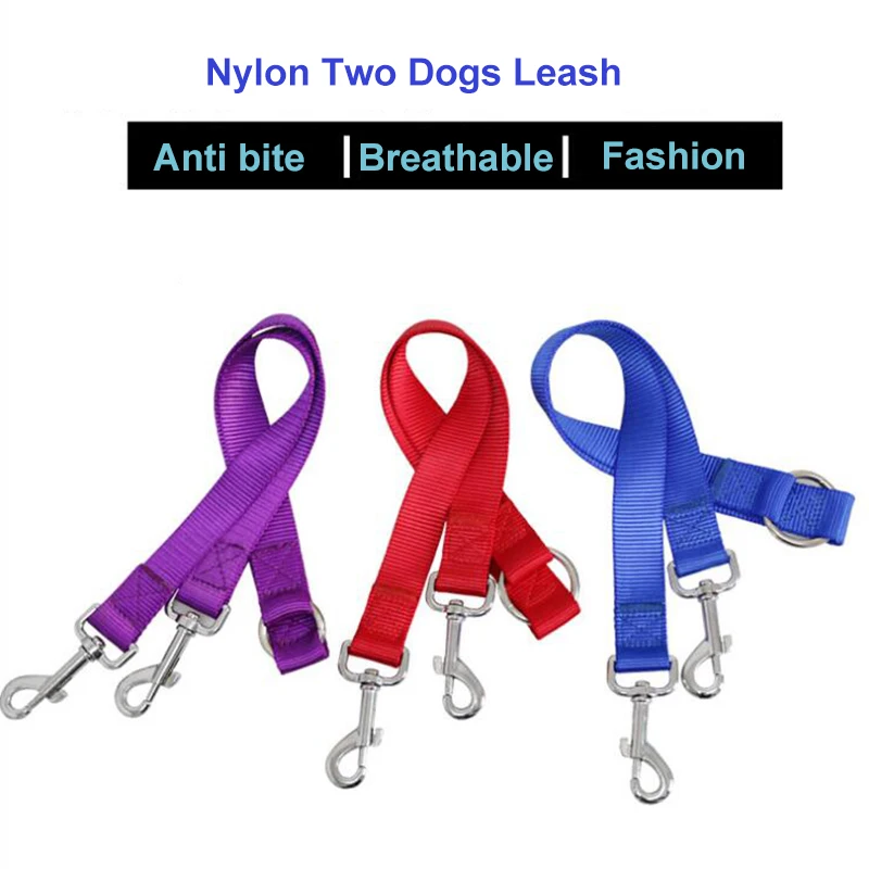 puppy collars Double Twin Dual Coupler Dog Leash Two in One Strong Nylon V Shape Pet Dog Leash Colorful Two Ways Pet Lead 1PCS dog collars girly	