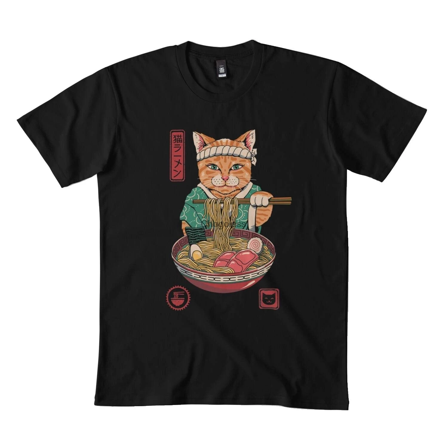 Neko черная футболка с рамен DMN |