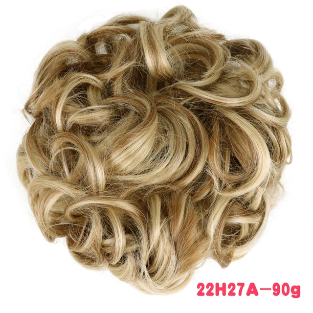 MERISIHAIR Synthetic Girls Curly Scrunchie Chignon With Rubber Band Brown Gray Hair Ring Wrap On Messy Bun Ponytails 90g-22h27a
