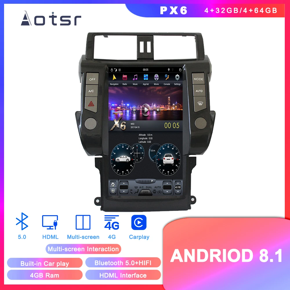 Android 8,1 автомобильный dvd-плеер gps навигация для TOYOTA Land Cruiser Prado 150 2010-2013 авто радио плеер мультимедиа головное устройство