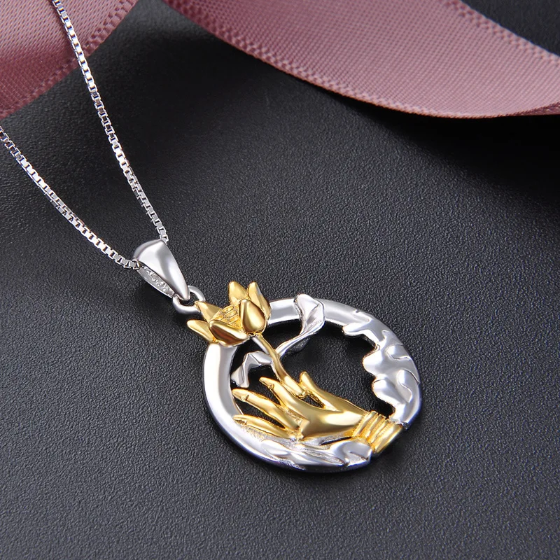 2019 элегантные золотые и серебряные подвески в виде цветка лотоса ожерелья для