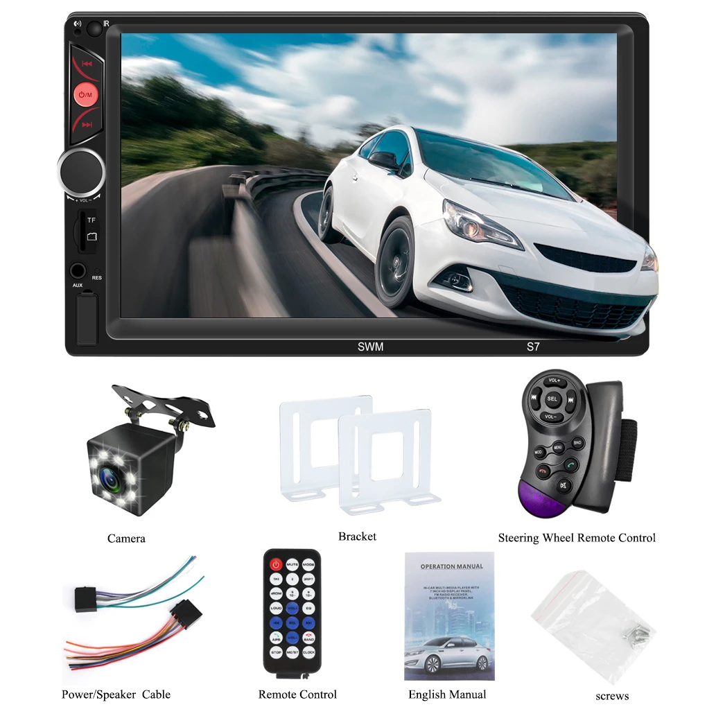 7 дюймов 2DIN Bluetooth Встроенная автомобильная стереосистема MP3 MP5 плеер USB FM AUX Камера двойной Зеркало Ссылка