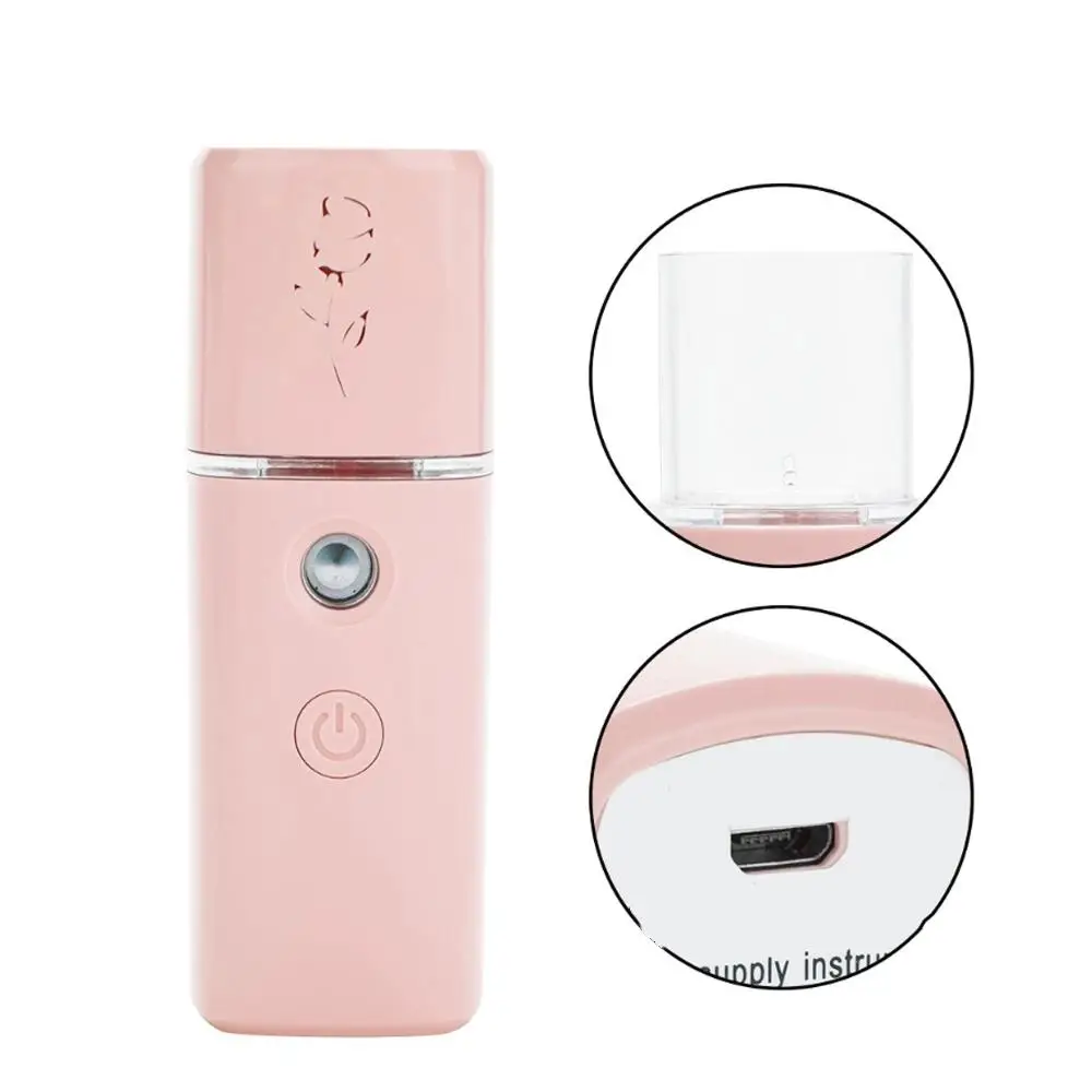 Mini Humidifier Aroma Diffuser Car Accessories Pink Color White Portable Facial Face Care Moisturiz