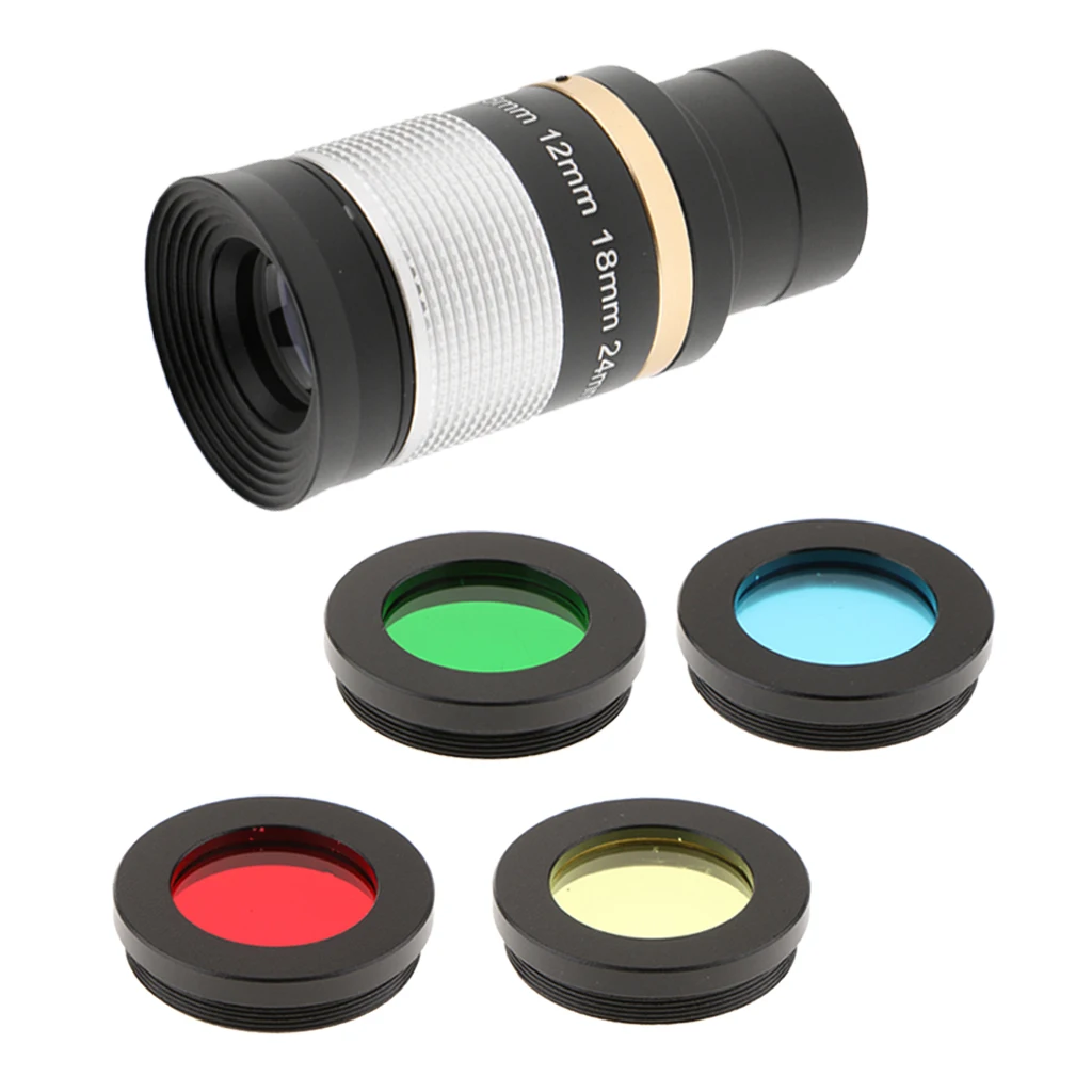 1.25'' 31.7mm 8-24mm  Eyepiece Multi Coated Optic Lens for Telescope Skywatcher Astronomy + 4 Pcs Lens Color Filter Set