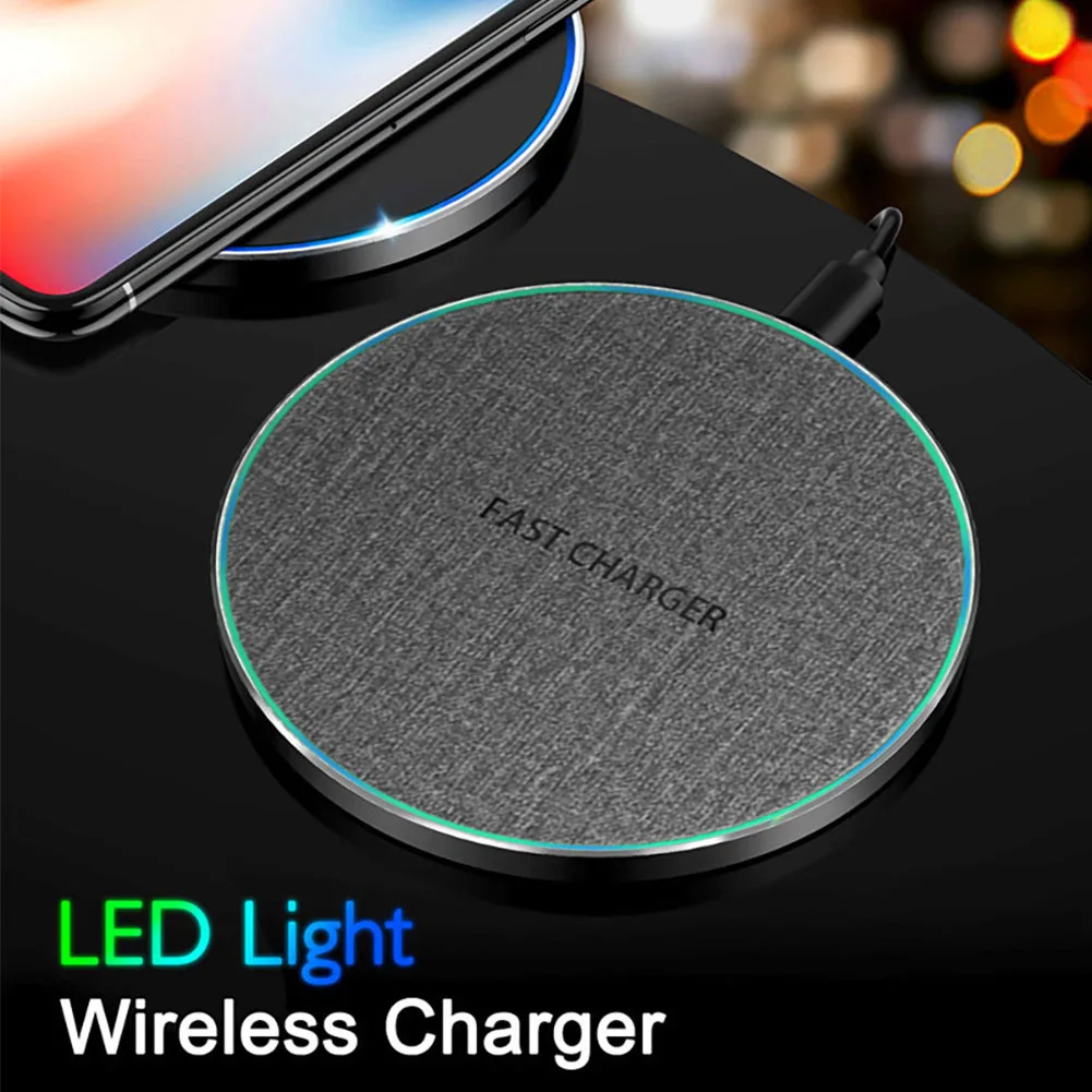  Round Fashion Fast Charging Pad Ultra Thin Desk LED Indicator Office Adapter Aluminum Alloy Univers