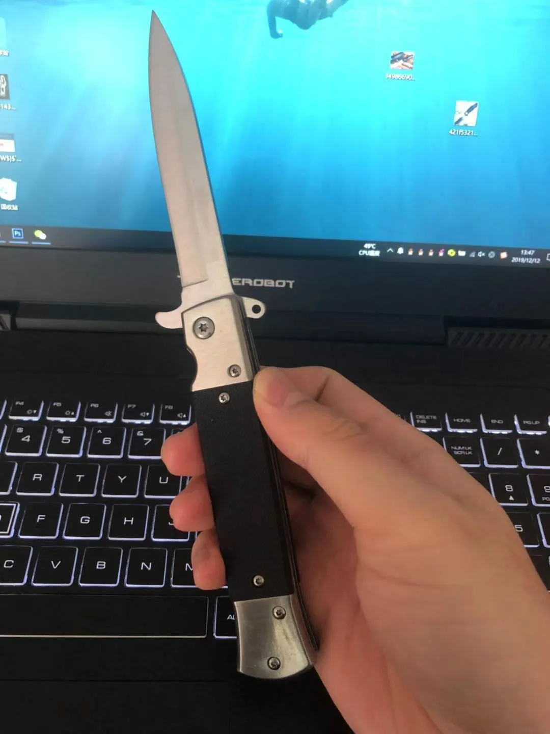 

G10+Steel style BF-KS931 Quick open G10+Steel handle knife Camping Hunting Survival knife 440c Steel blade1pcs Free shipping