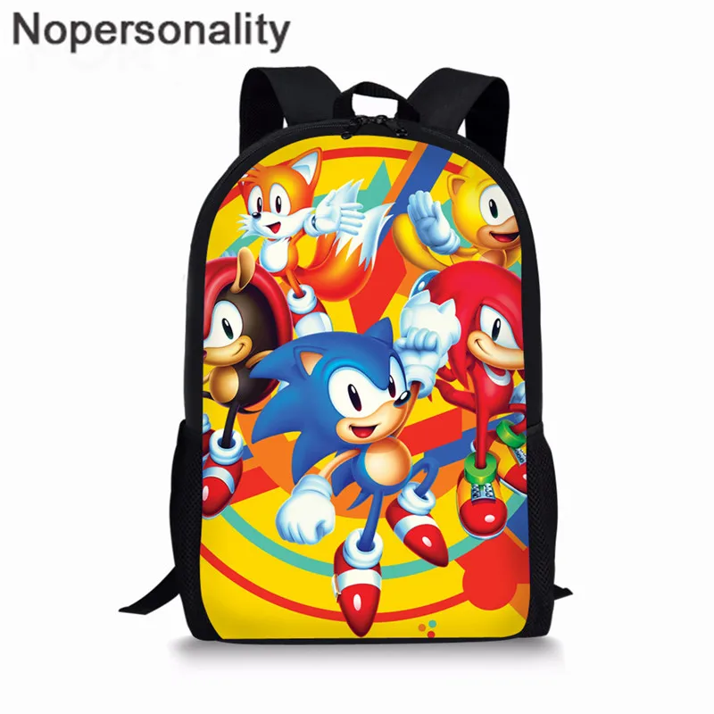 Школьная сумка Nopersonality Mario Super Sonic the Hedgehog для детей, рюкзак с мультяшными принтами для мальчиков, детский рюкзак, сумка для малыша