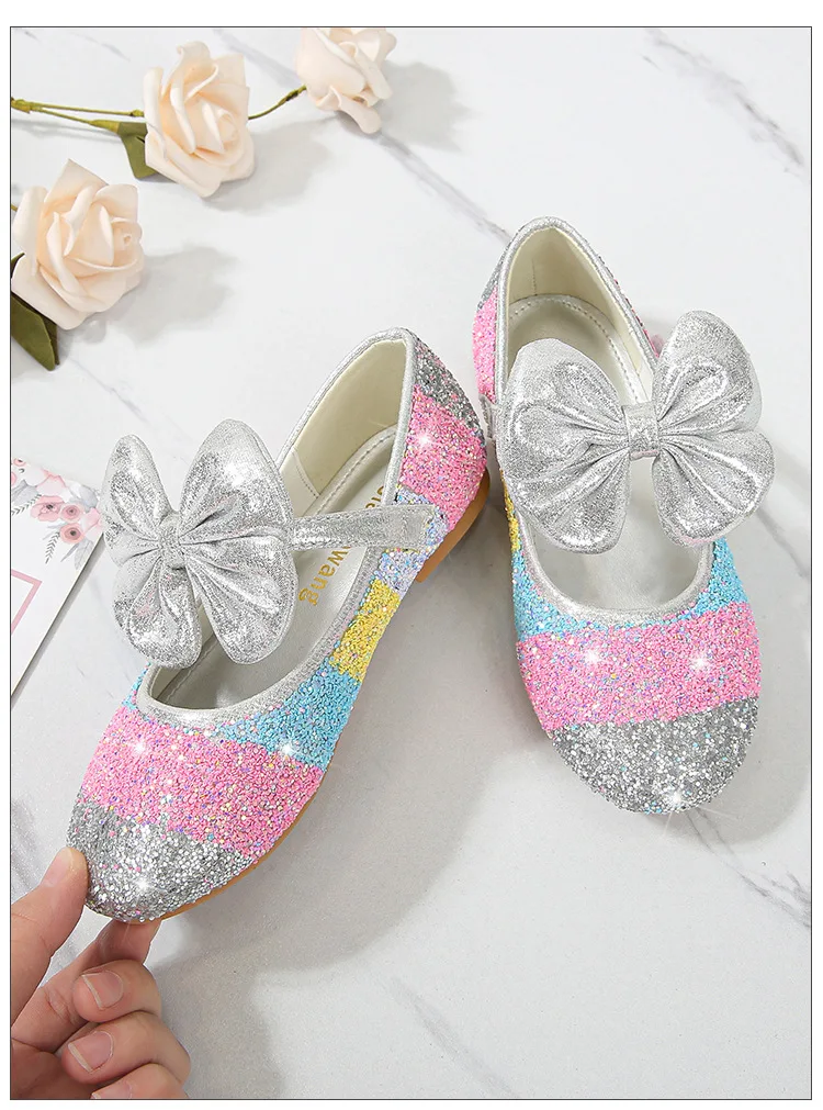 ULKNN Girls Princess Shoes Spring Autumn Leather Shoes Children's Shoes Crystal Soft Bottom Non-Slip Single Shoes Size 24-37 child shoes girl