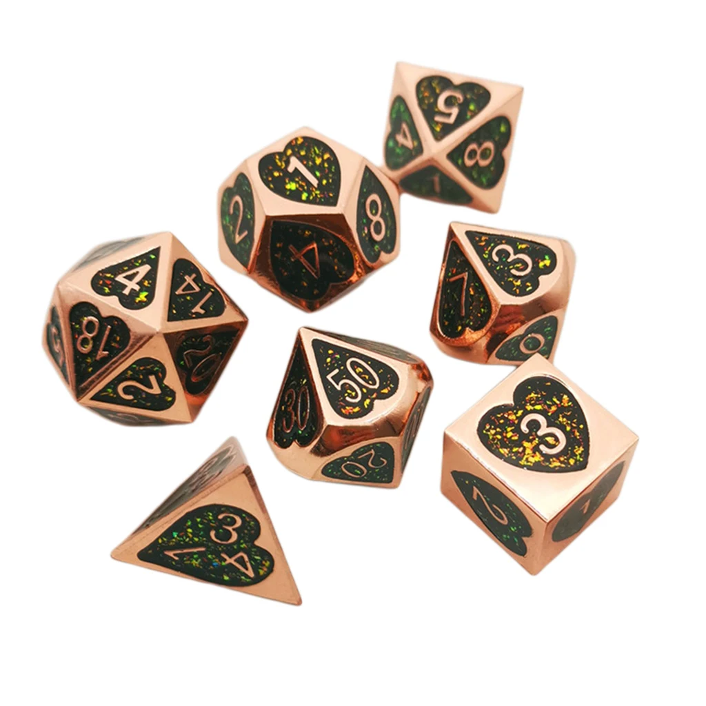 7x Opaque Zinc Alloy Digital Game Polyhedral Dice for MTG DND RPG Role Play Supplies Party Casino Board Game Props