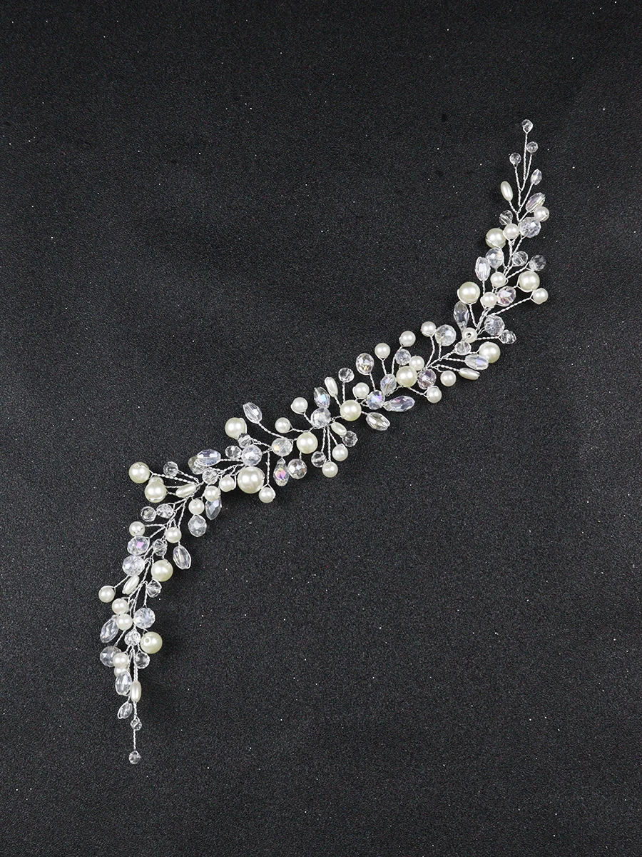 Fashion Wedding Crystal Headbands Pearls Bride Hair Jewelry Silver Handmade Hair Vine Classic Women Hairbands Accessories