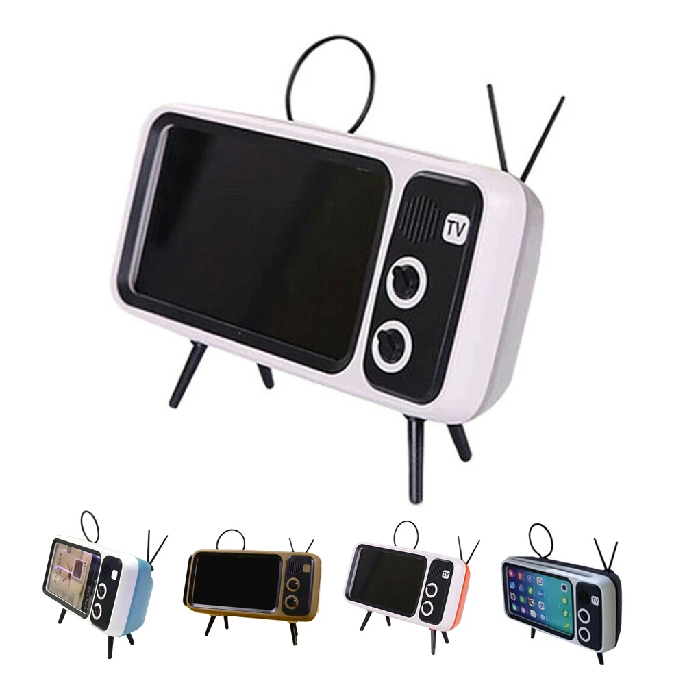 

2020 new popular mini portable retro audio speaker wireless Bluetooth lovely speaker retro TV mobile phone bracket