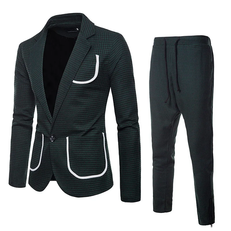 

Autumn And Winter Men'S Wear Thousands of Birds Large Body Printed One-Button Men's Fold-down Collar Casual Suit Set