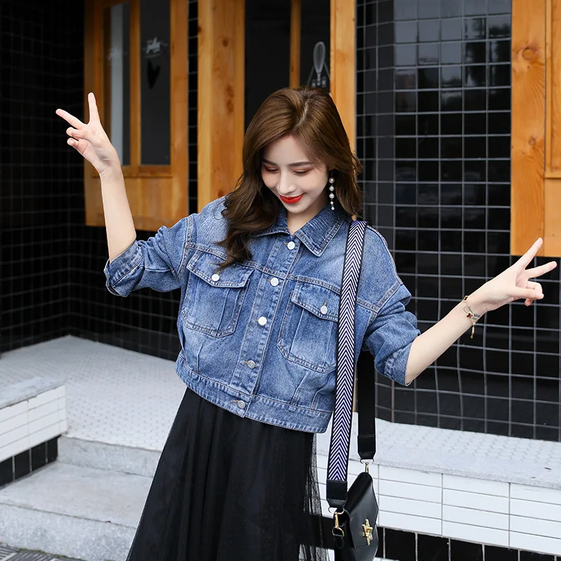 

Jeans Coat Women's Punk Loose-Fit Korean-style Autumn 2019 New Style INS Short Jacket Retro Casual Coat Fashion