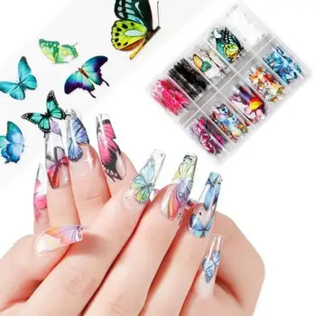 

10 Pcs Butterfly Nail Art Stickers Flowers Nail Design Sticker Butterfly Foil Nail Art Kit Manicure Tips