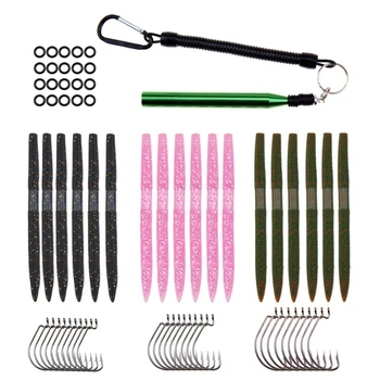 

RUNATURE Wacky Worm Kits 80 PCS Fishing Lures Including Wacky Rig Tool, Wacky Hooks, 5.5" Senko Soft Baits Fishing Soft Lure