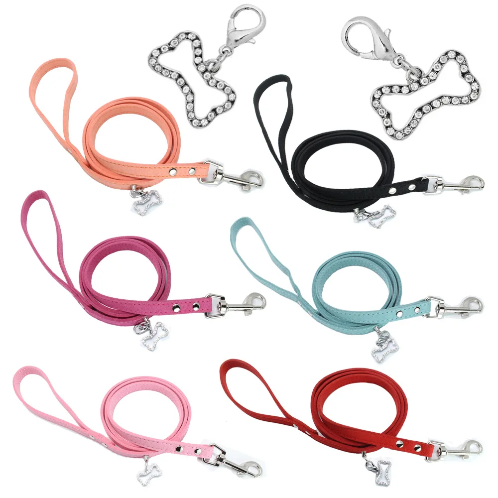 

Double-Sided Velvet Cat Hand Holding Rope Man-made Diamond Bone Pet Traction Pull Constantly Durable Kitten Leash Traction Rope