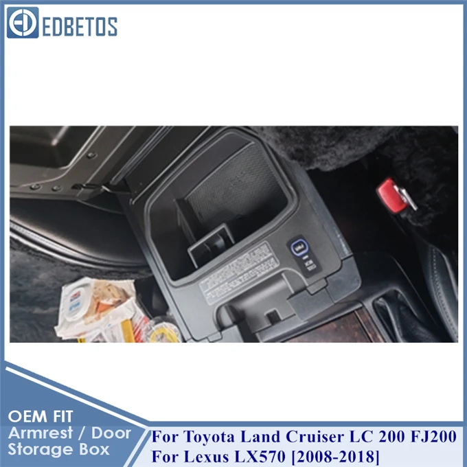 For Toyota Land Cruiser LC 200 FJ200 and Lexus LX570 Center Console Storage Box Armrest Box Organizer Accessories 2008-2018