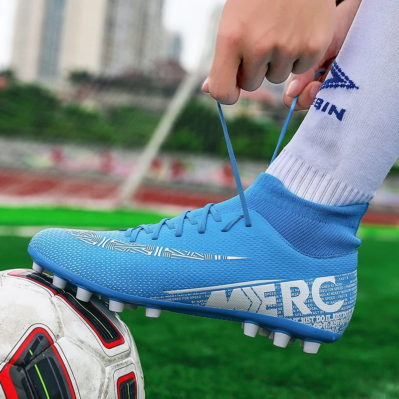 Botas de fútbol para hombre, calzado de entrenamiento de caña alta, con  tacos originales, para exteriores|Calzado de fútbol| - AliExpress