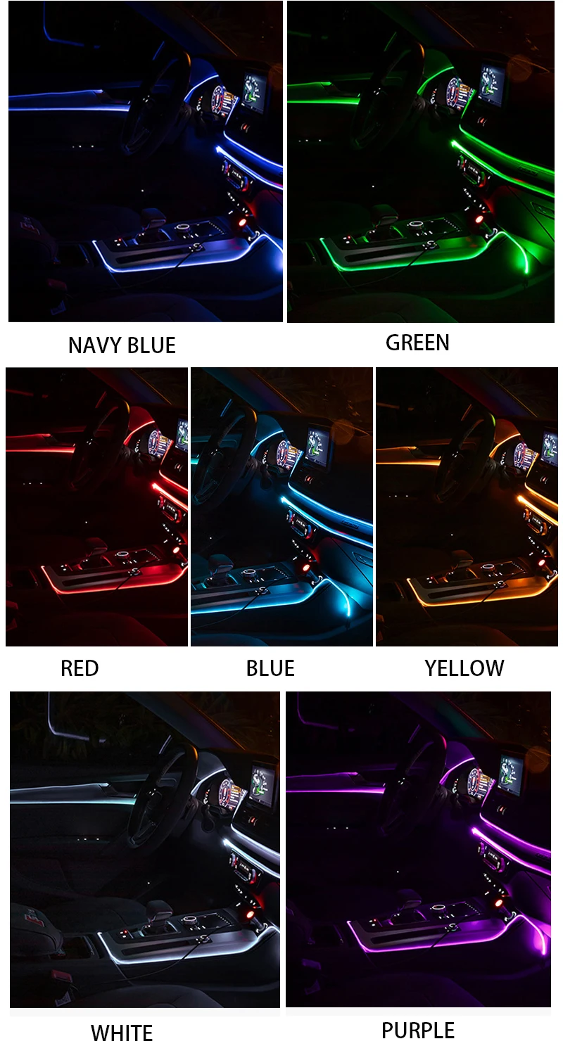 Car Atmosphere Lights EL Neon Wire Strip Light RGB Multiple Modes App – TECHNO  KHAN STORE