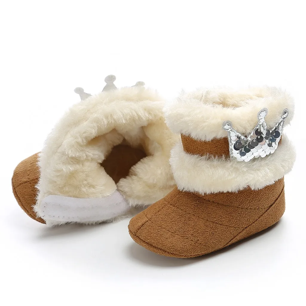 MUQGEW/однотонные зимние сапоги для маленьких девочек; 4 цвета; милые зимние теплые ботинки с украшением в виде короны; Повседневная обувь;