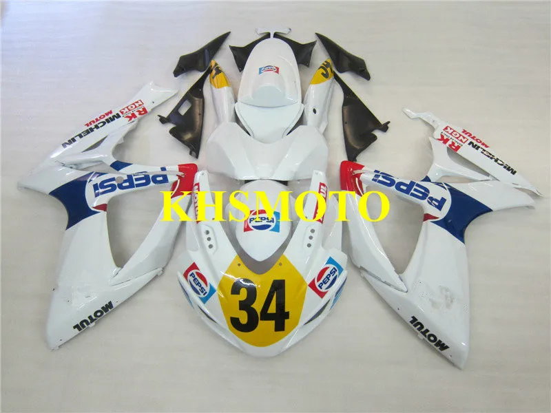Набор обтекателей гоночной версии для GSXR 600 750 K6 06 07 GSXR600 GSXR750 2006 2007 ABS Топ Белый