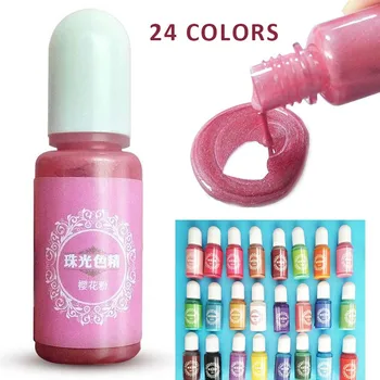 

24 colors Epoxy Pigment Liquid Colorant Dye Ink DIY Pearlescent Epoxy Pigment Resin Dye Colorant Jewelry Making