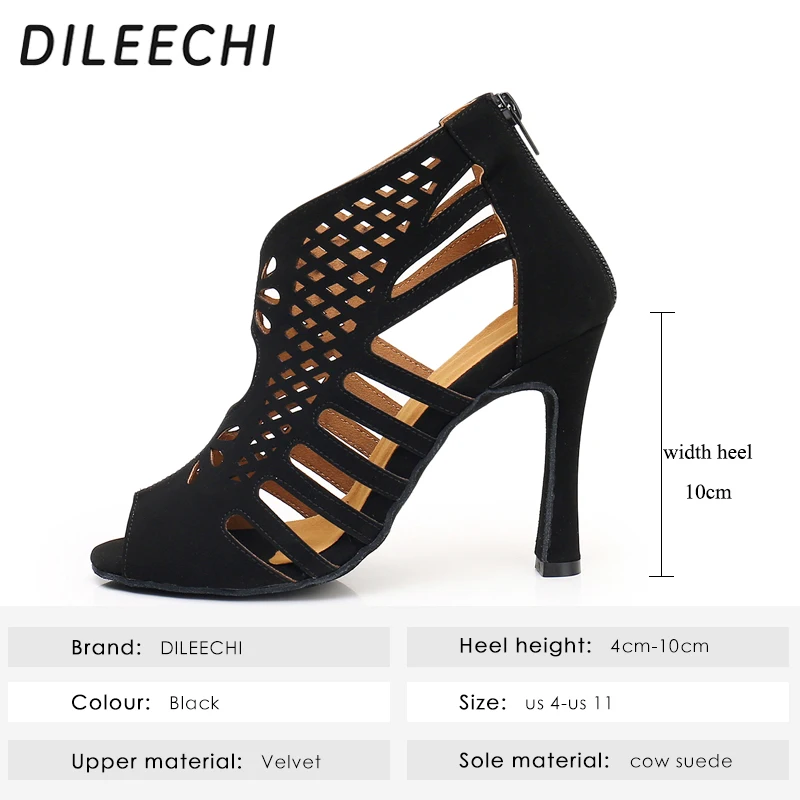 Latin Dance Boots Ladies Girls Salsa Tango Dance Shoes Indoor Sports Shoes Ballroom Dancing cuba heel 10cm dance shoes