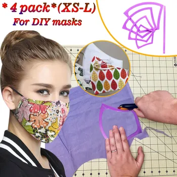

4pc Reusable Mask Templates/pattern For Diy Masks With Elastic Tool Xs-l Unisex Facial Masks Reusable Masque Lavable Mascarillas