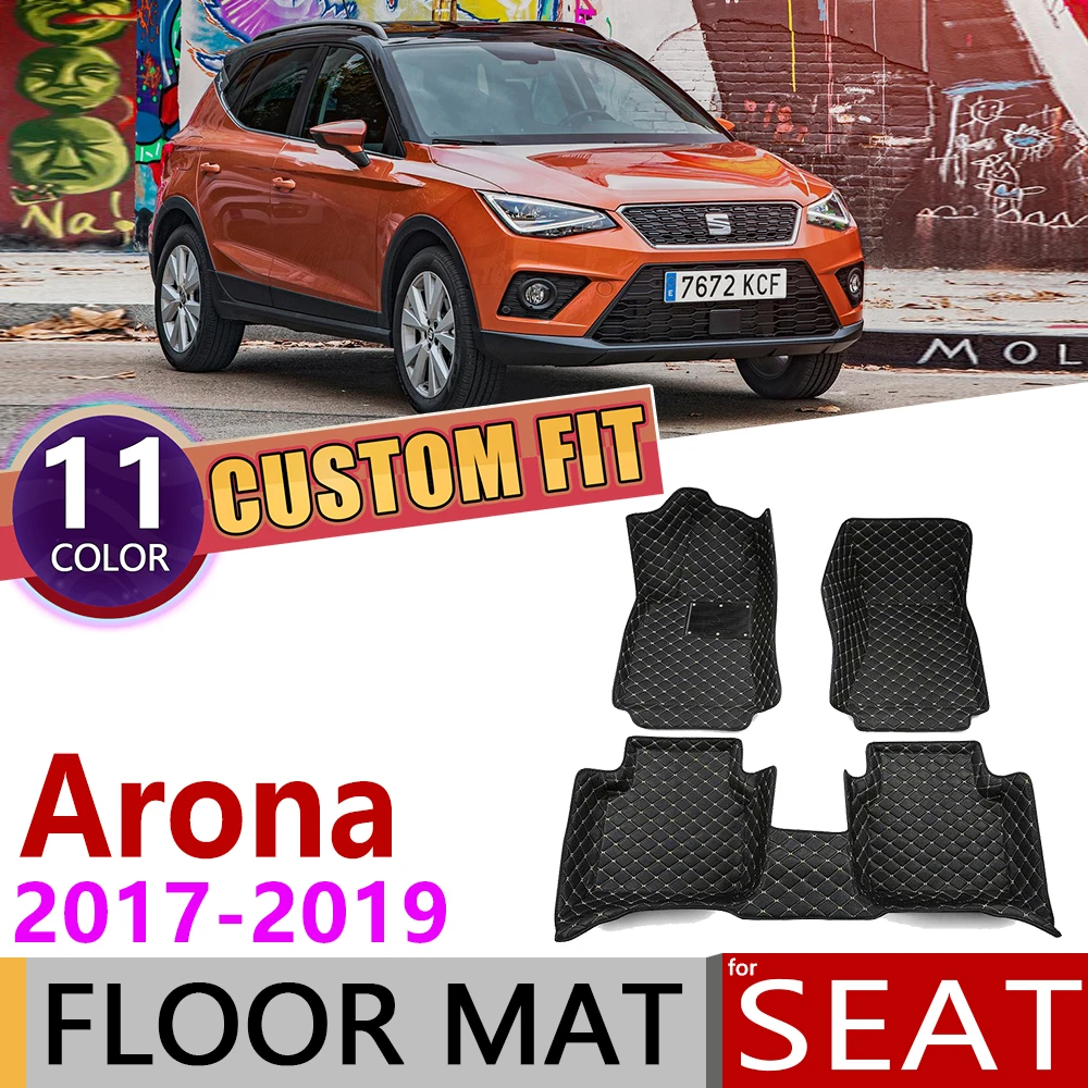 Online Alfombrillas de cuero de coche personalizadas para asiento Arona 5 asientos 2017 2018 2019 Waterprool Anti sucio Auto almohadilla alfombra accesorios de cubierta