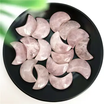 

1pc Natural Pink Quartz Crystal Moon Shaped Gemstone Healing Polished Stones Natural Stones and Minerals