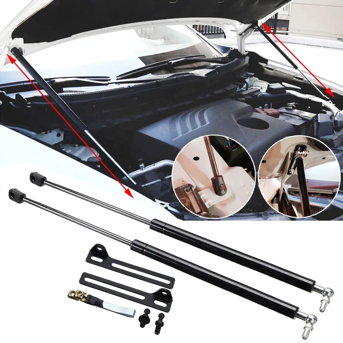 Pair Hood Front Lift Supports Shocks Struts Prop Arm Rod For A8 Quattro 04-13