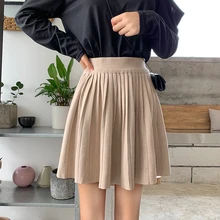 Новая Осенняя Женская юбка Harajuku Kawaii, винтажная мини-трикотажная юбка, Женская плиссированная юбка с высокой талией