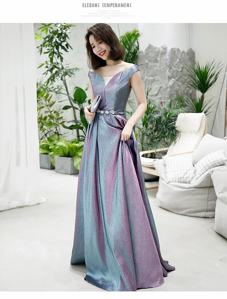 Ladybeauty vestido de festa ТРАПЕЦИЕВИДНОЕ длинное вечернее платье винтажные градиентные Выпускные платья кристалл пояс халат De Soiree