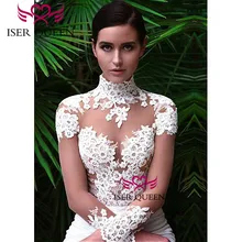 Длинные рукава с аппликацией, свадебные платья Русалочки с бантом, блестящий атлас, чистый белый Vestido De Noiva W0644