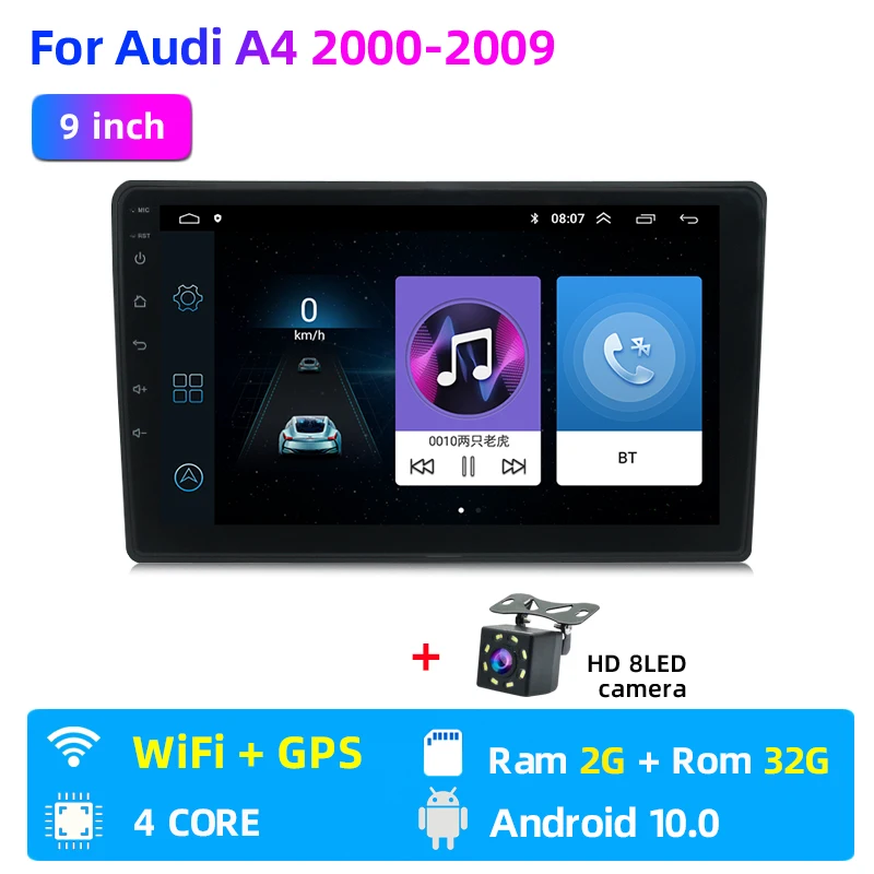 LUBELA-9 inch 2din Android car radio GPS navigation multimedia video player with bluetooth stereo receiver audio for Audi A4 B6 car stereo Car Radios