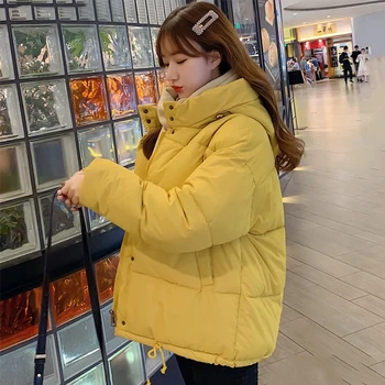 

Stand Collar 2019 New Arrival Women Winter Jacket Breasted Buttons Female Padded Short Parka Outwear Coat