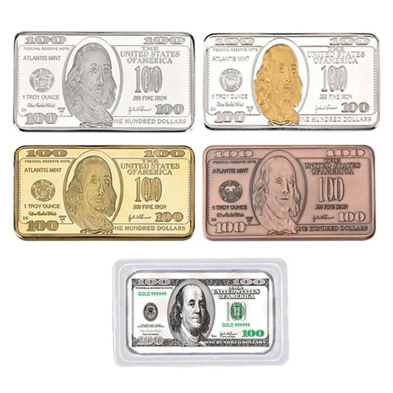 5PCS WR 100 US Dollars Gold Coins Collectibles Silver Bullion Bar Challenge Coin America Original Souvenirs Gifts Dropshipping | Дом и сад