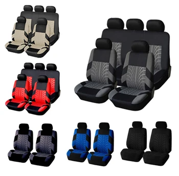 

9pcs For 5 Seat Car Automobile Car Seat Cover Protector Soft Universal Tire Pattern For Auto Cars SUV