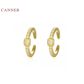

CANNER Single row C-shaped diamond ear clip 925 Sterling Silver Earrings Gold Earrings For Women Earrings Korean Jewelry Aretes