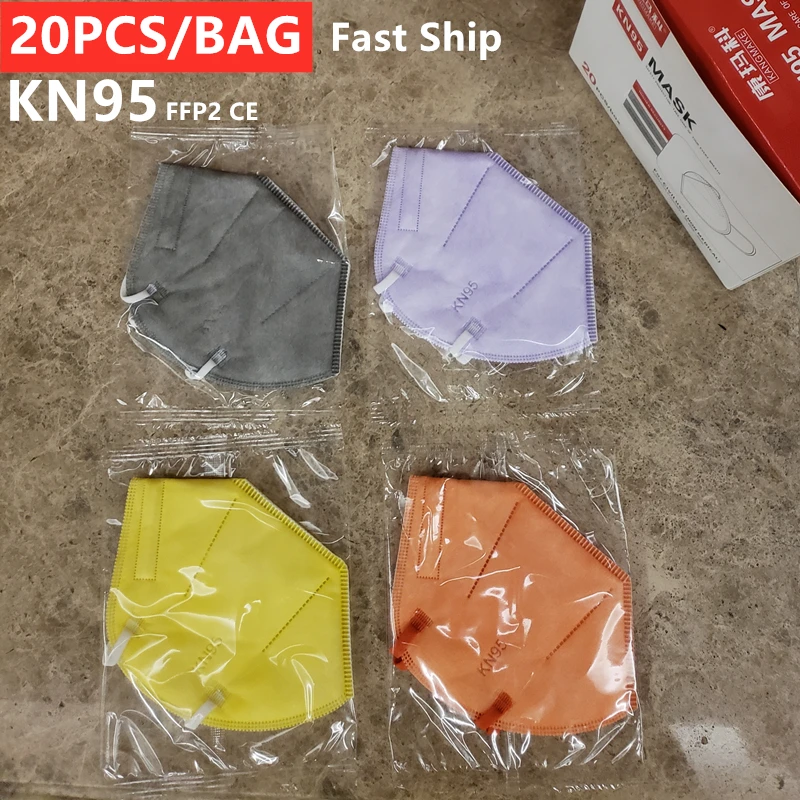 

KANGMAKE New Products Color 20PCS Independent Masks Mascarilla Fpp2 Ffp2 KN95 Homologada Colores España Facial Ffp2mask Ce Fp2