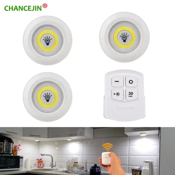 

Remote control LED under cabinet Light dimmable COB lamp be used in kitchen bedroom wardrobe aisle etc. powered by AAA battery