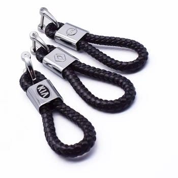 

PU Leather Braided Woven Rope keychain Car Key Chain Holder Car Keyring Men Women Key ring For BMW Benz Mazda Kia Honda Audi
