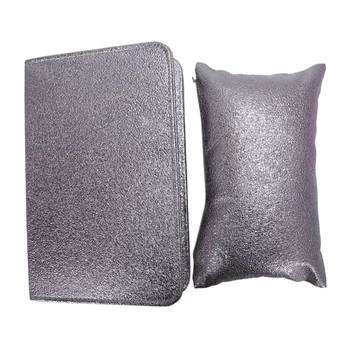 

Professional Nail Pillow Cushion Holder Soft Pu Leather Hand Arm Rest Set Nail Art Salon Manicure Tool#Ancient Silver