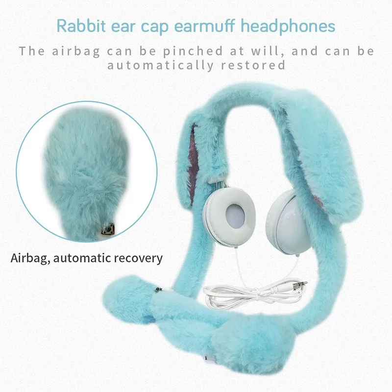 Cute Rabbit Wired Headset Computer Gaming Headset Girl Over Ear Stereo Headphones For iPhone Samsung Xiaomi Birthday Gifts