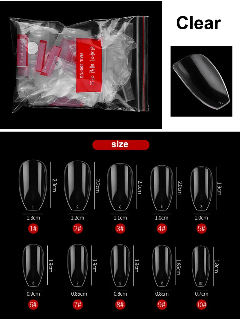500 шт Модные накладные ногти полное покрытие съемные ногти Пальцы красоты накладные ногти 2 цвета - Цвет: Clear