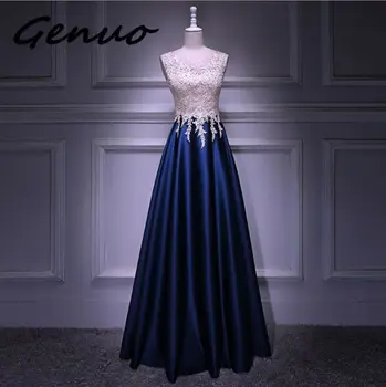 

Genuo New Long Elegant Green Dress A-Line 2019 Gorgeous Sheer Nude Lace O Neck Long Party Dress Maxi Full Formal dress