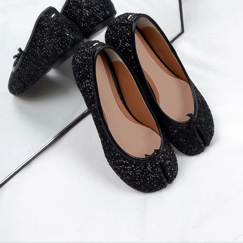 

2023 with skirt dance flat shoes banquet party women's shoes summer black rhinestones light -toe ballet shoes