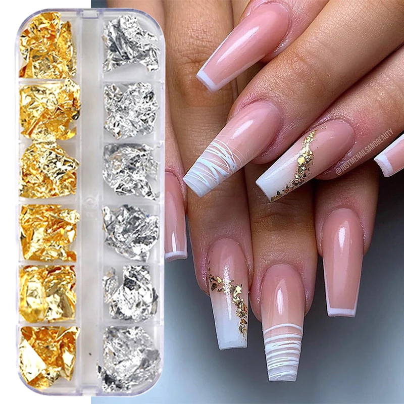 Sparkly Foil Nails Sequins Irregular Aluminum Gold Red Summer Design Set Nail Glitter Flakes Gel DIY Manicures Accessories