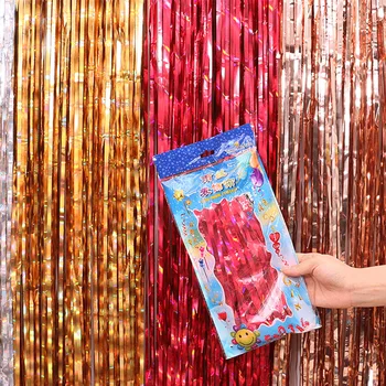 

Party Backdrop Curtains Photo Props Foil Curtain Birthday Party Wedding Decoration Rain Fringe Tassel Party Wall Decor 1 * 2m